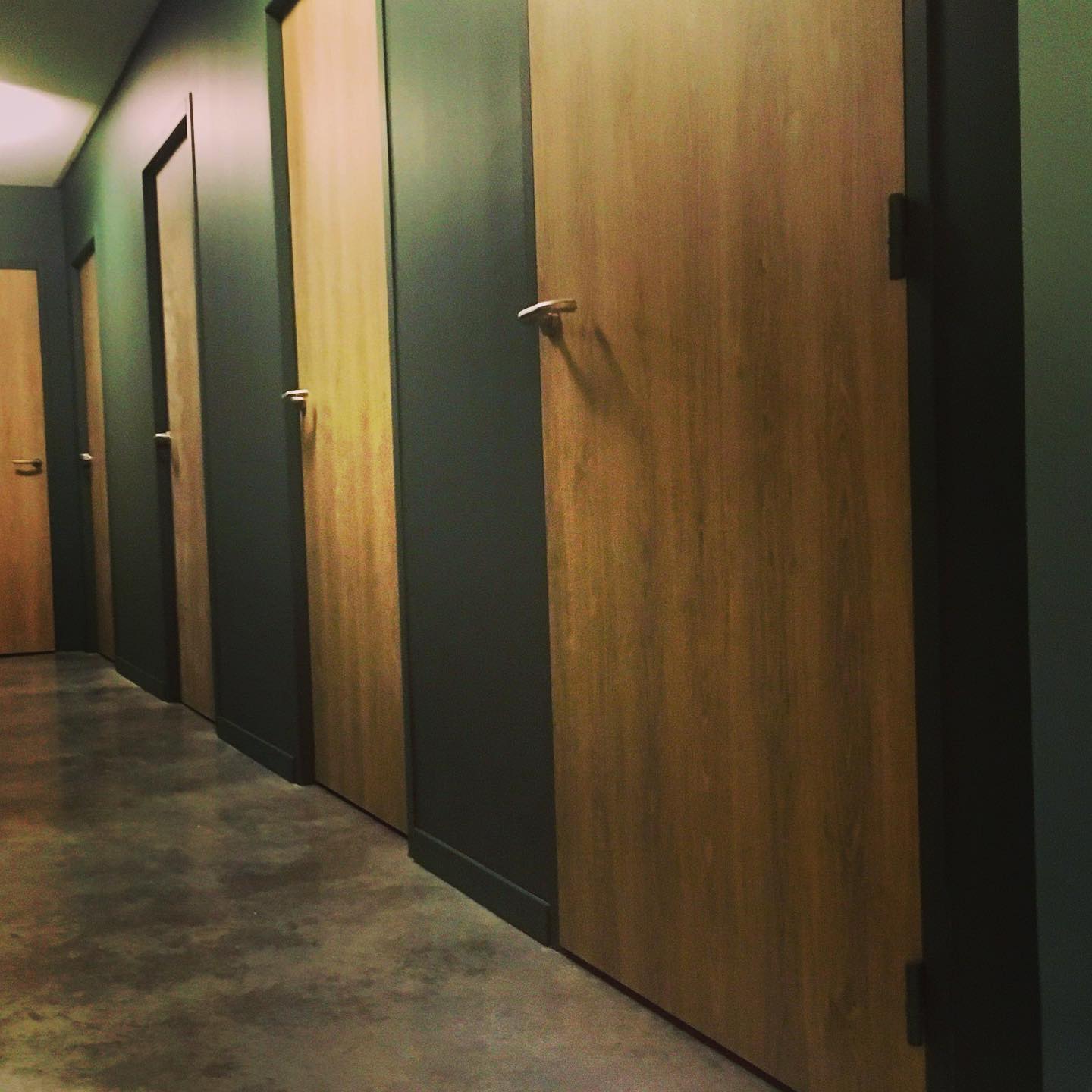 couloir béton ciré bois et vert