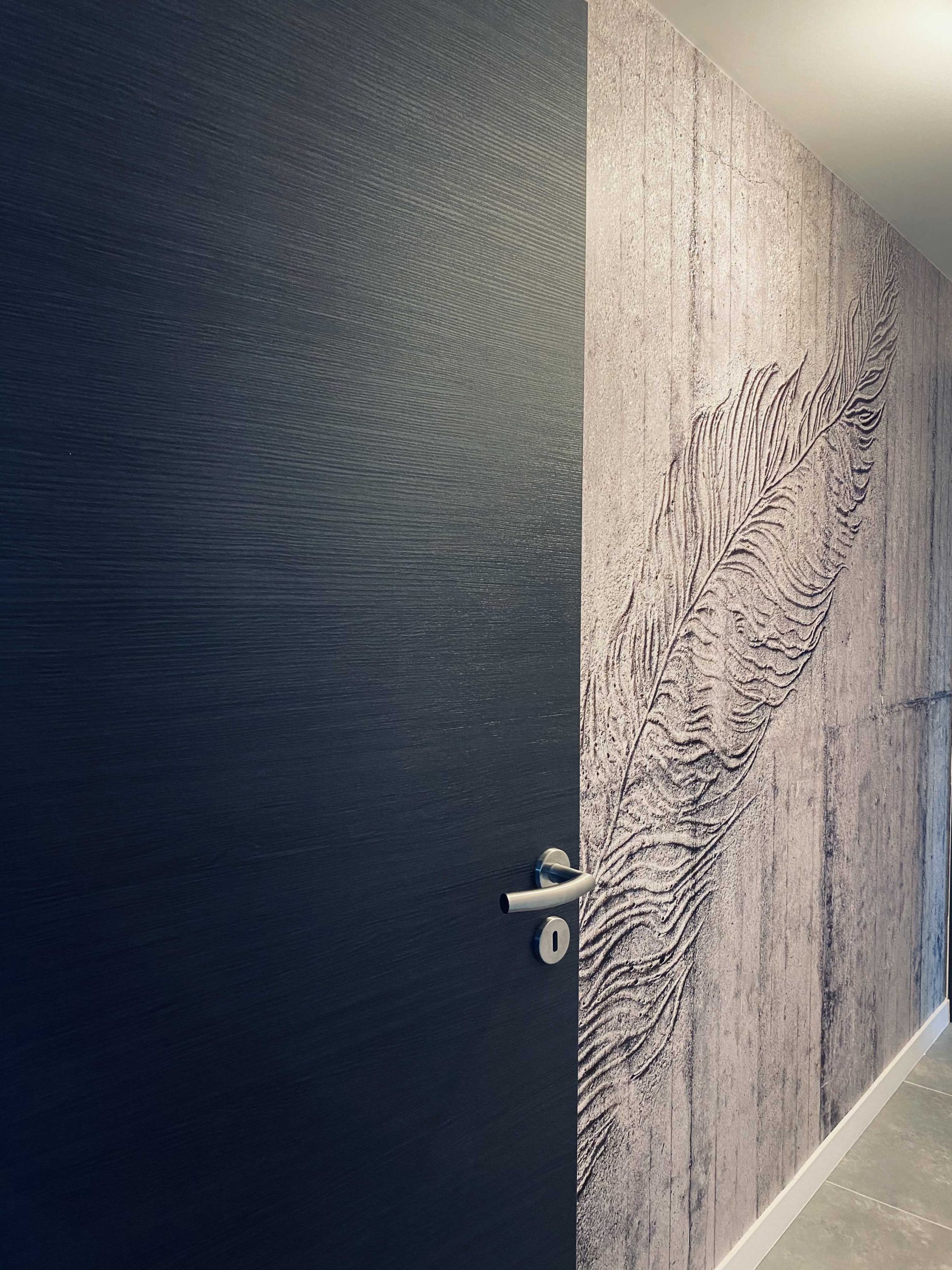 vue couloir décor plume béton