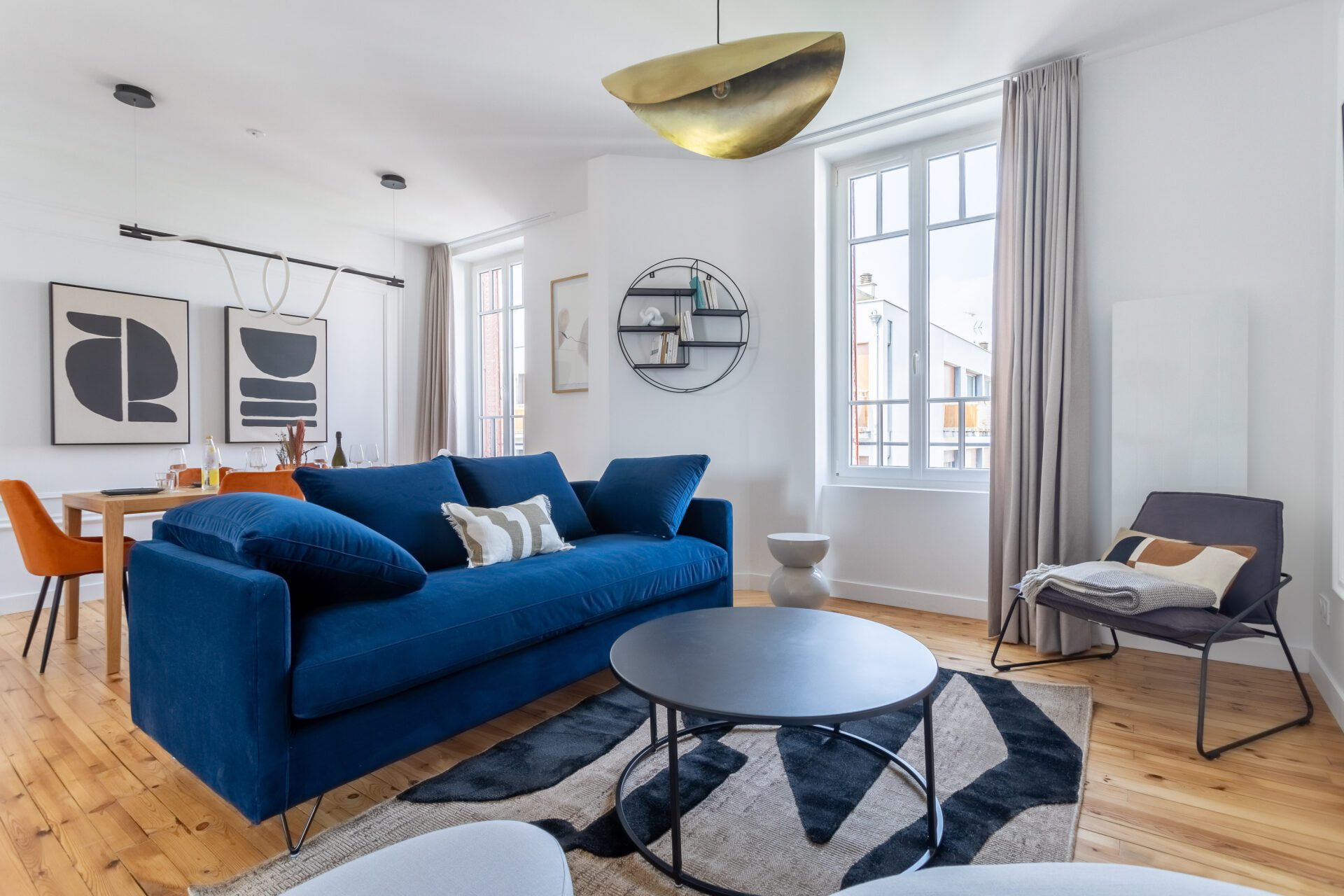 salon canapé bleu
